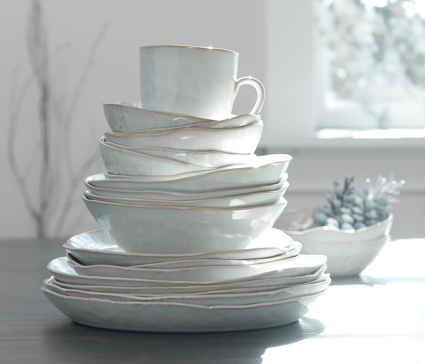 Bambudan Serving Bowl Burlington Freeform Glazed Rustic Ceramic Dish - Image 5