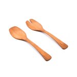 Bambudan Salad Server Set Wood Grain Handcrafted Natural Finish