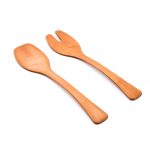 Bambudan Salad Server Set Wood Grain Handcrafted Natural Finish - Image 2