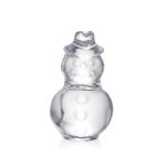 Bambudan Sculpture Snowman Handblown Clear Glass Holiday Display