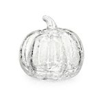 Bambudan Pumpkin Sculpture Crackle Finish Autumn Inspired Glass Accent
