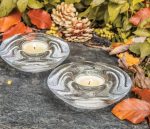 Bambudan Votive Holder Swirl Wave Clear Glass Light Reflector - Image 5